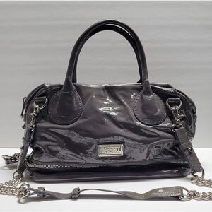 Badgley Mischka gray patent leather purse